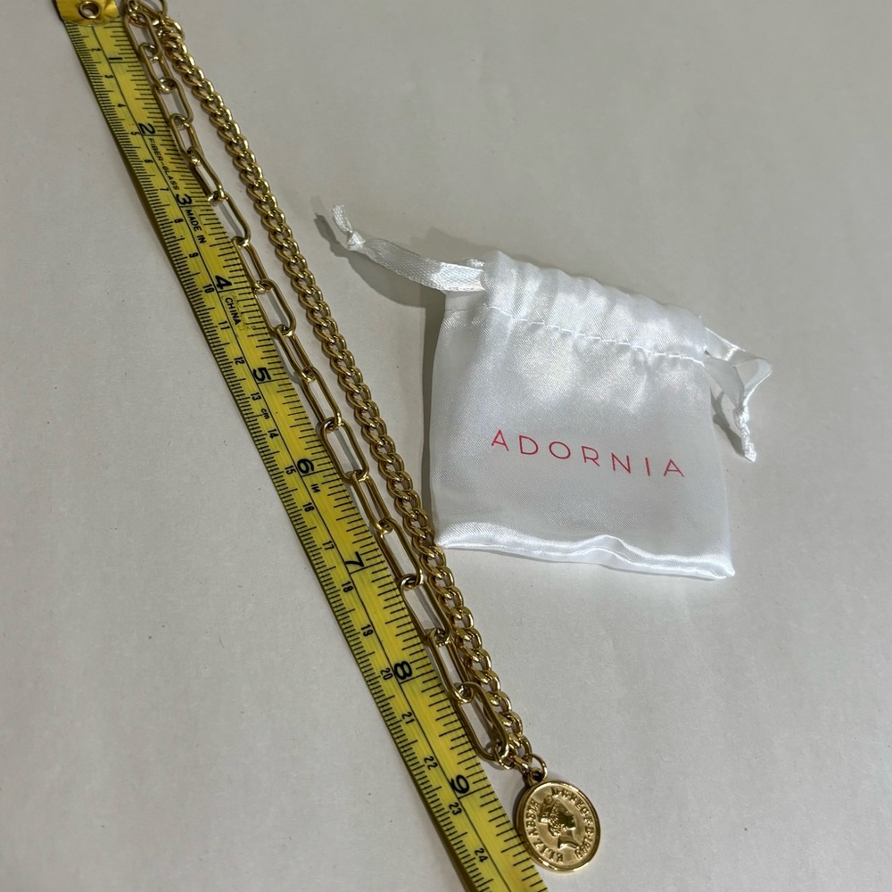 Adornia Water Resistant Mixed Chain Gold Coin Necklace New - Picture 8 of 8